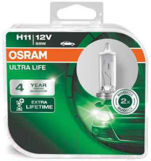 Комплект автомобильных ламп Osram H11 64211ULT-HCB