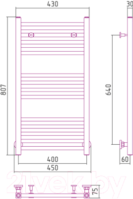 Полотенцесушитель водяной Сунержа Модус 80x40 / 00-0250-8040