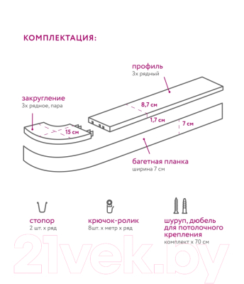 Карниз для штор LEGRAND Амулет 3.0 с поворотами / 48069738 (венге)