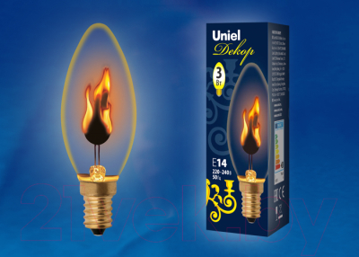 Лампа Uniel Свеча IL-N-C35-3/RED-FLAME/E14/CL / UL-00002981