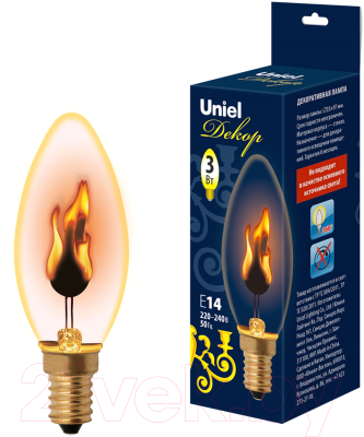 Лампа Uniel Свеча IL-N-C35-3/RED-FLAME/E14/CL / UL-00002981