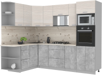 Кухонный гарнитур Интерлиния Мила Лайт 1.68x2.6 левая (вудлайн кремовый/бетон/бискайская сосна) - 