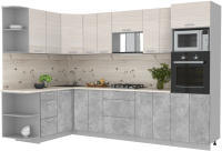 Кухонный гарнитур Интерлиния Мила Лайт 1.68x3.0 левая (вудлайн кремовый/бетон/бискайская сосна) - 