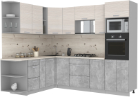 Кухонный гарнитур Интерлиния Мила Лайт 1.88x2.6 левая (вудлайн кремовый/бетон/бискайская сосна) - 