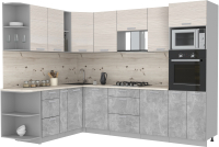Кухонный гарнитур Интерлиния Мила Лайт 1.88x2.8 левая (вудлайн кремовый/бетон/бискайская сосна) - 