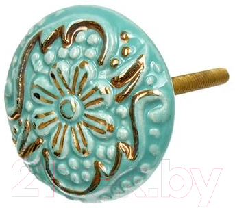 Изображение товара Ручка для мебели Blumen Haus Римская / 66087 (бирюзовый/золото)