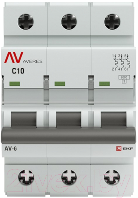Выключатель автоматический EKF Averes AV-6 3P 10A (C) 6kA / mcb6-3-10C-av