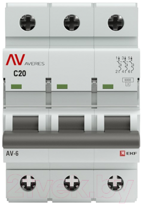 Выключатель автоматический EKF Averes AV-6 3P 20A (C) 6kA / mcb6-3-20C-av
