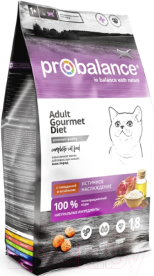 Сухой корм для кошек ProBalance Gourmet Diet Adult с говядиной и ягненком (1.8кг)