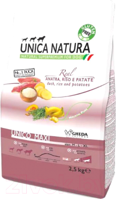 Сухой корм для собак Unica Natura Maxi утка, рис, картофель (2.5кг)