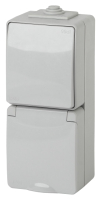 Блок выключатель+розетка ЭРА Эксперт 11-7607-03 / Б0035998 (серый) - 