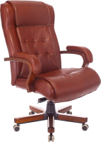 Кресло офисное Бюрократ T-9926 Walnut (светло-коричневый кожа/крестовина металл) - 