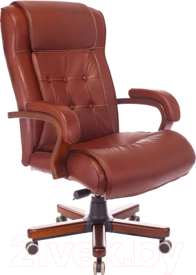 Кресло офисное Бюрократ T-9926 Walnut (светло-коричневый кожа/крестовина металл)