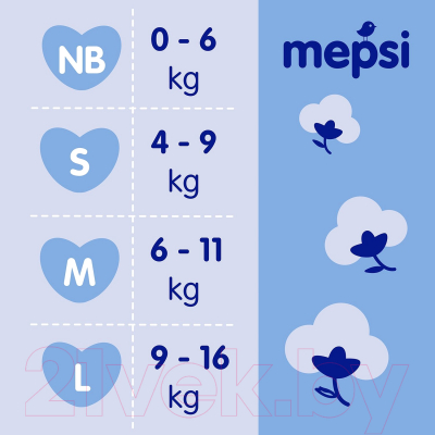 Подгузники детские Mepsi NB 0-6кг / 0137 (90шт)