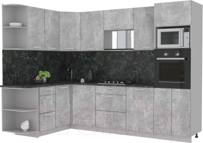Готовая кухня Интерлиния Мила Лайт 1.68x2.8 левая (бетон/бетон/кастилло темный)