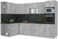 Кухонный гарнитур Интерлиния Мила Лайт 1.68x3.0 левая (бетон/бетон/кастилло темный) - 