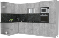 Кухонный гарнитур Интерлиния Мила Лайт 1.68x3.2 левая (бетон/бетон/кастилло темный) - 