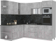 Кухонный гарнитур Интерлиния Мила Лайт 1.88x2.4 левая (бетон/бетон/кастилло темный) - 