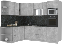 Кухонный гарнитур Интерлиния Мила Лайт 1.88x2.6 левая (бетон/бетон/кастилло темный) - 
