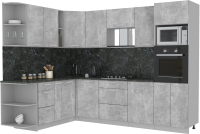 Кухонный гарнитур Интерлиния Мила Лайт 1.88x2.8 левая (бетон/бетон/кастилло темный) - 