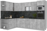 Кухонный гарнитур Интерлиния Мила Лайт 1.88x3.0 левая (бетон/бетон/кастилло темный) - 