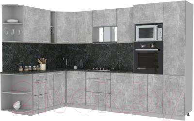 Готовая кухня Интерлиния Мила Лайт 1.88x3.2 левая (бетон/бетон/кастилло темный)