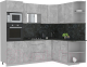 Кухонный гарнитур Интерлиния Мила Лайт 1.68x2.4 правая (бетон/бетон/кастилло темный) - 