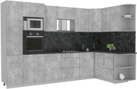 Кухонный гарнитур Интерлиния Мила Лайт 1.68x3.2 правая (бетон/бетон/кастилло темный) - 