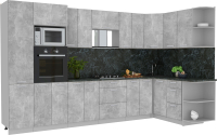 Кухонный гарнитур Интерлиния Мила Лайт 1.68x3.4 правая (бетон/бетон/кастилло темный) - 