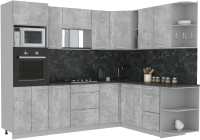 Кухонный гарнитур Интерлиния Мила Лайт 1.88x2.6 правая (бетон/бетон/кастилло темный) - 