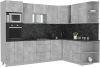 Кухонный гарнитур Интерлиния Мила Лайт 1.88x2.8 правая (бетон/бетон/кастилло темный) - 