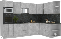 Кухонный гарнитур Интерлиния Мила Лайт 1.88x3.0 правая (бетон/бетон/кастилло темный) - 