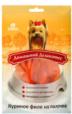 Лакомство для собак Домашний деликатес Куриное филе на палочке (85г)