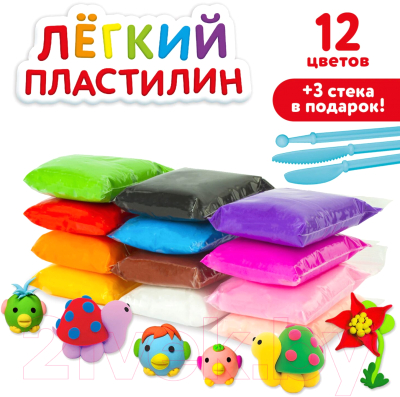 Изображение товара Пластилин легкий Юнландия 105905 (12цв)