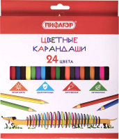 Набор цветных карандашей Пифагор Веселая такса / 181808 (24цв) - 