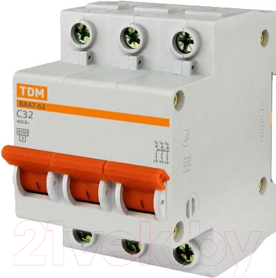 Выключатель автоматический TDM ВА 47-63 3Р 32А (С) 4.5кА / SQ0218-0022