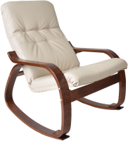 Кресло-качалка Мебелик Сайма (экокожа бежевый/каркас вишня) - 