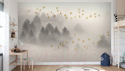 Фотообои листовые Vimala 3D птицы над лесом (270x300)