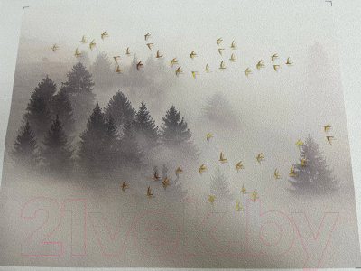 Фотообои листовые Vimala 3D птицы над лесом (270x300)