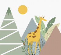 Фотообои листовые Vimala Горы и жираф (270x300) - 