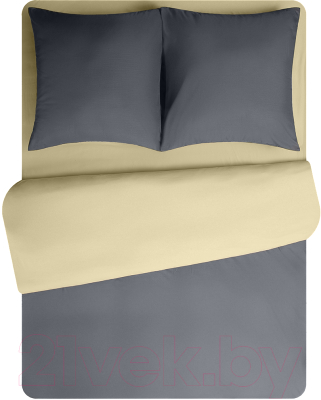 Комплект постельного белья Amore Mio Мако-сатин Alexander Микрофибра Евро / 22280 (серый/бежевый)