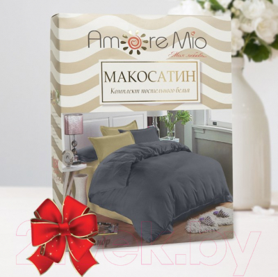 Комплект постельного белья Amore Mio Мако-сатин Alexander Микрофибра Евро / 22280 (серый/бежевый)