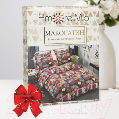 Комплект постельного белья Amore Mio Мако-сатин Beloved Микрофибра Евро / 92936 (красный)
