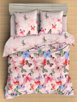 Комплект постельного белья Amore Mio Мако-сатин Butterflies Микрофибра Евро / 93794 (розовый) - 