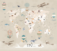 Фотообои листовые Vimala Карта мира бежевая (270x300) - 