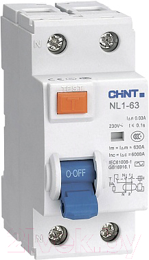 Устройство защитного отключения Chint NL1-63 6kA 2P 40A 30мА AC (DB)