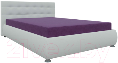 Полуторная кровать Mebelico Рио 17 / 58670 (микровельвет фиолетовый/экокожа белый)