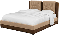 Двуспальная кровать Mebelico Камилла 18 / 59552 (микровельвет, бежевый/коричневый) - 