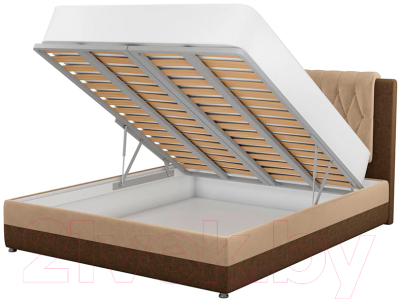 Двуспальная кровать Mebelico Камилла 18 / 59552 (микровельвет, бежевый/коричневый)