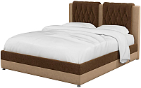 Двуспальная кровать Mebelico Камилла 18 / 59553 (микровельвет, коричневый/бежевый) - 